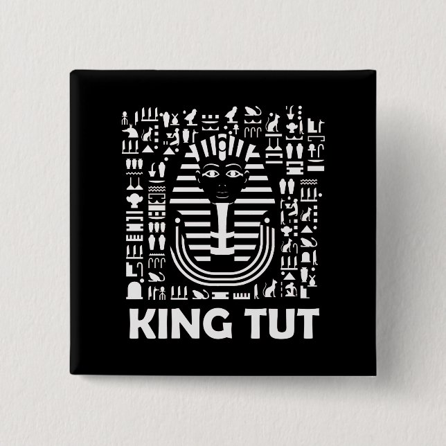 King tut pharaoh egyptian Hieroglyphic Alphabet Button (Front)