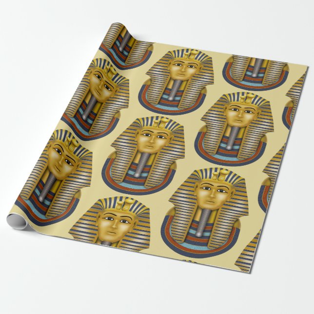 King Tut Pharaoh Pattern Wrapping Paper (Unrolled)