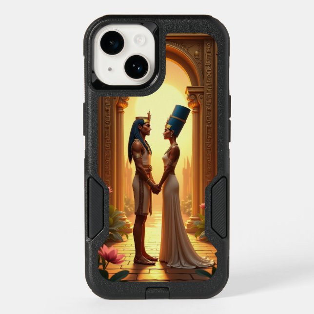 King Tutankhamun and Queen Nefertiti standing Otterbox iPhone Case (Back)