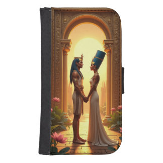 King Tutankhamun and Queen Nefertiti standing Galaxy S4 Wallet Case
