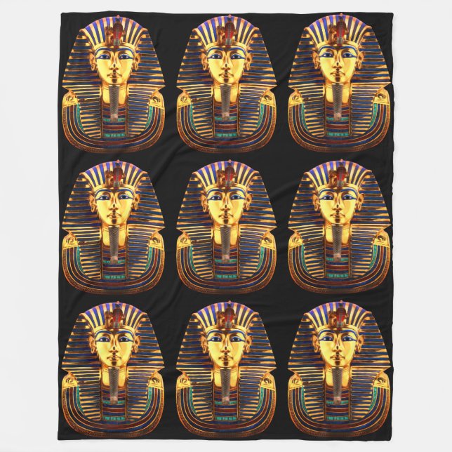 King Tutankhamun, Gold Mask Fleece Blanket (Front)
