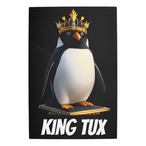 King Tux Linux Penguin Metal Wall Art