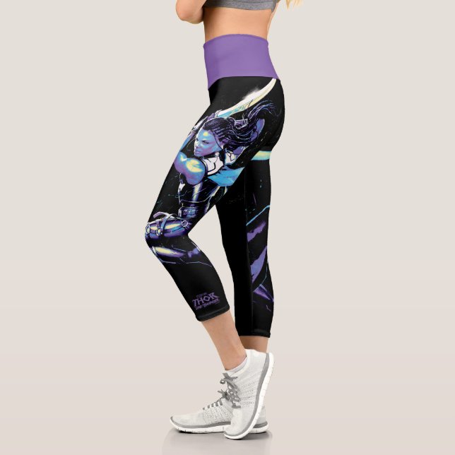King Valkyrie Illustrated Character Art Capri Leggings (Left)