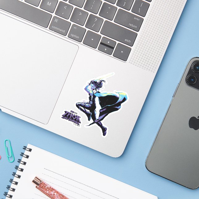 King Valkyrie Illustrated Character Art Sticker (Laptop w/ iPhone)