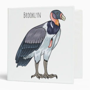 King vulture bird cartoon illustration 3 ring binder