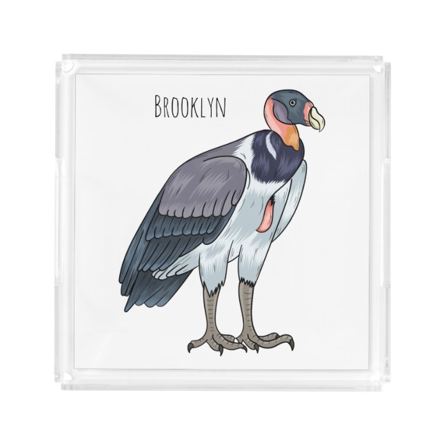 King vulture bird cartoon illustration  acrylic tray (Front)