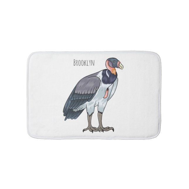 King vulture bird cartoon illustration  bath mat (Front)