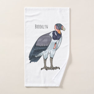 King vulture bird cartoon illustration bath towel set
