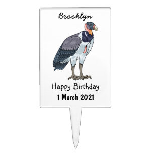 King vulture bird cartoon illustration cake topper
