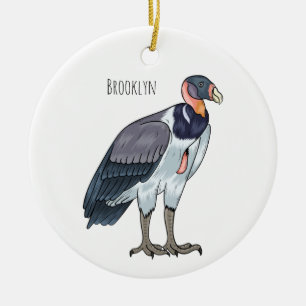 King vulture bird cartoon illustration ceramic ornament