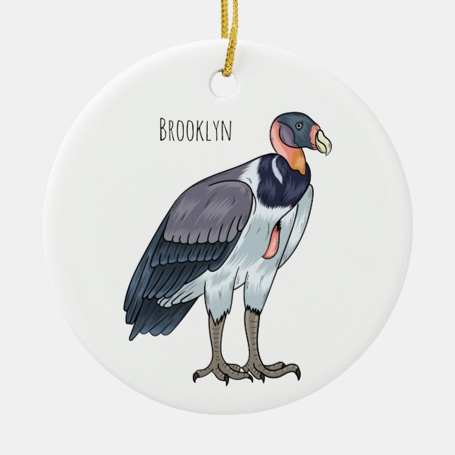 King vulture bird cartoon illustration ceramic ornament (Front)
