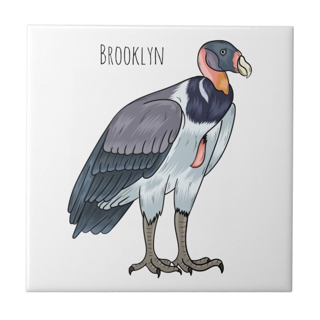King vulture bird cartoon illustration  ceramic tile (Front)