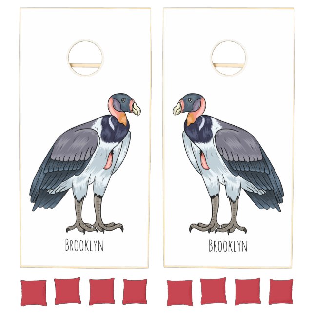 King vulture bird cartoon illustration cornhole set (Set)