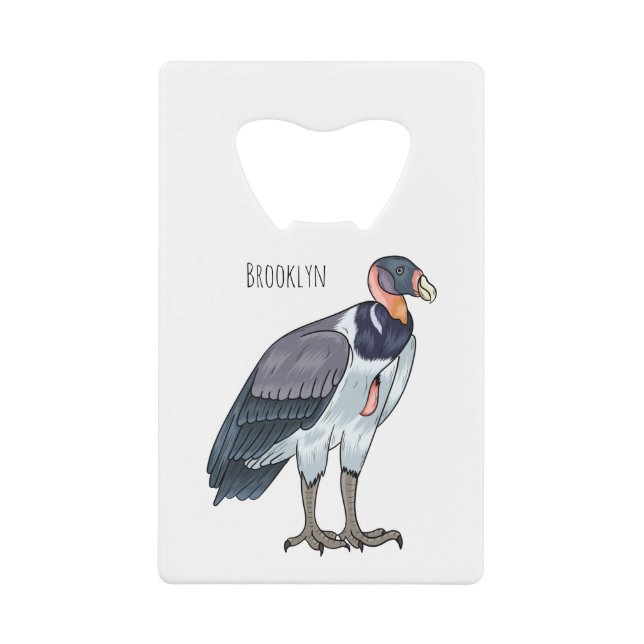 King vulture bird cartoon illustration  credit card bottle opener (Front)