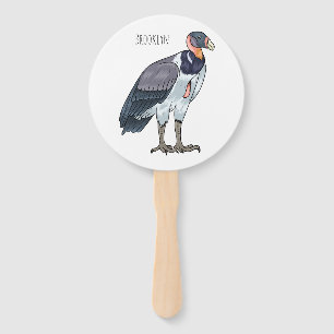 King vulture bird cartoon illustration hand fan