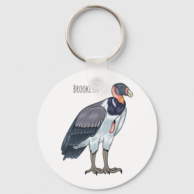 King vulture bird cartoon illustration  keychain (Front)