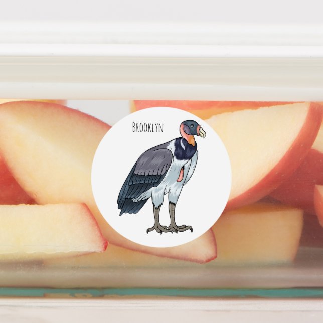 King vulture bird cartoon illustration  labels (Affixed)