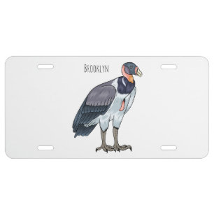 King vulture bird cartoon illustration license plate