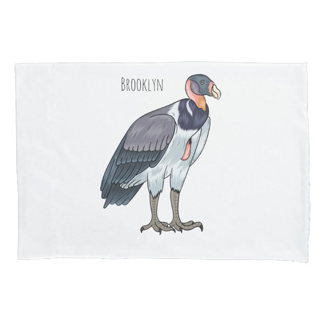 King vulture bird cartoon illustration pillow case (Front)