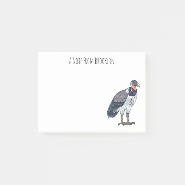 King vulture bird cartoon illustration  post-it notes (Front)