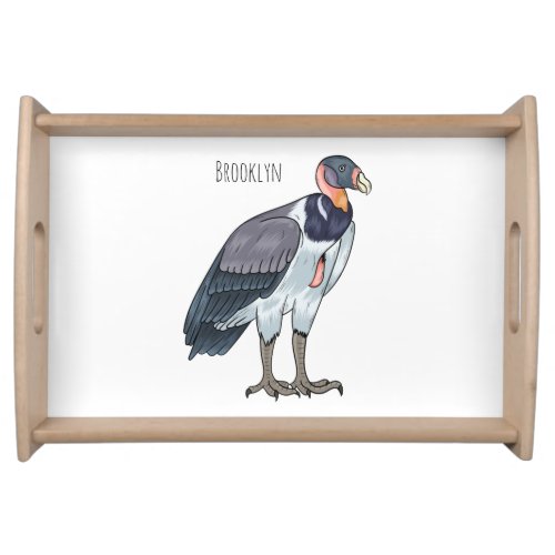 King vulture bird cartoon illustration  serving tray