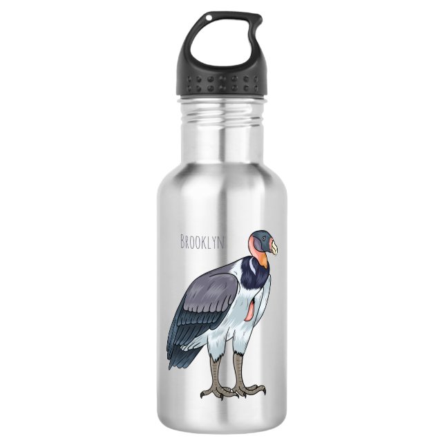 King vulture bird cartoon illustration stainless steel water bottle (Front)