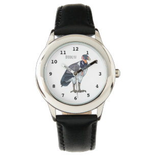 King vulture bird cartoon illustration watch