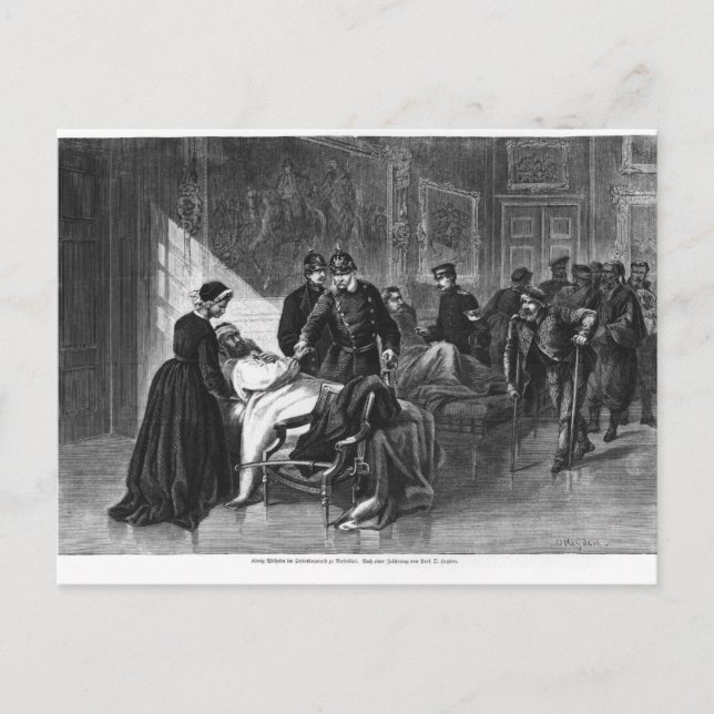 King Wilhelm I  visiting the hospital Postcard (Front)