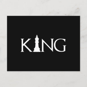 king with chess king piece announcement postcard