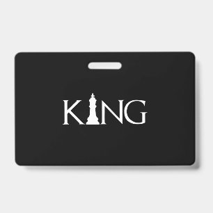 king with chess king piece badge