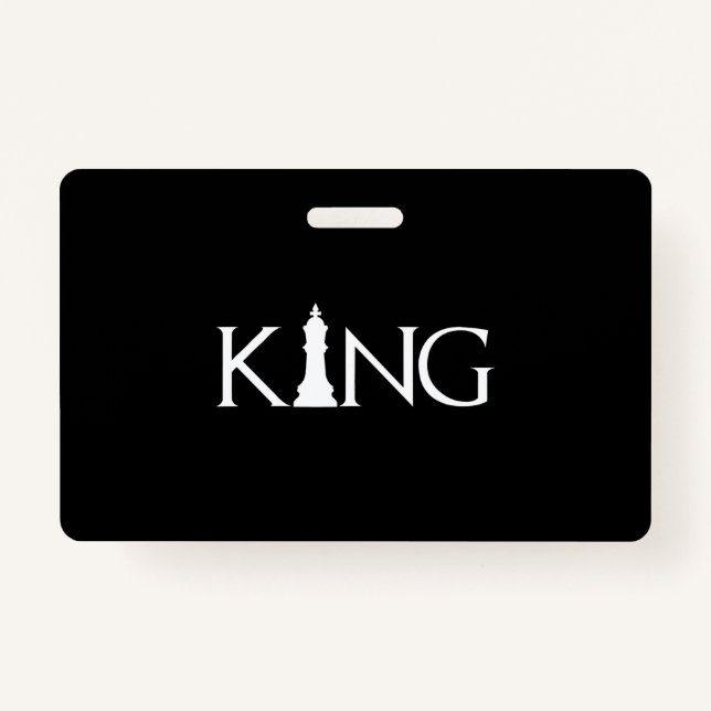 king with chess king piece badge (Front)