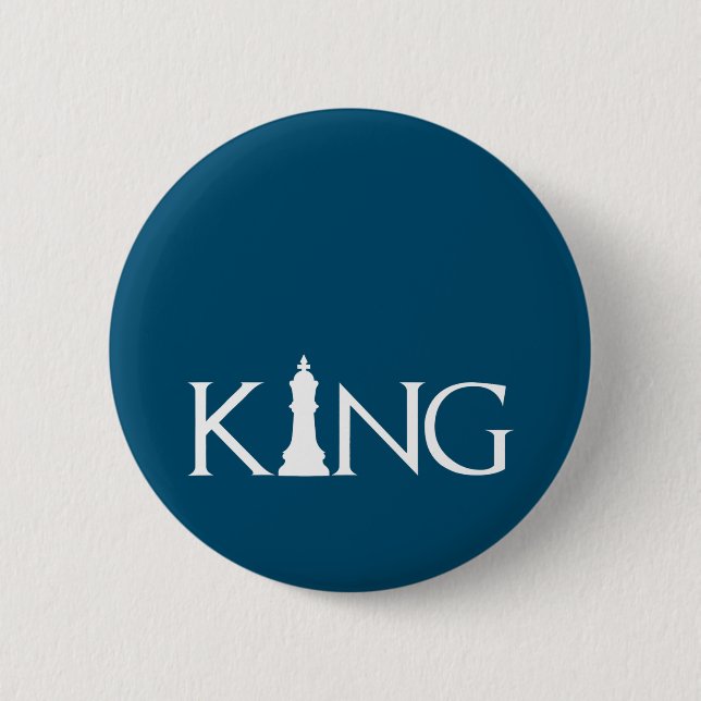 king with chess king piece button (Front)