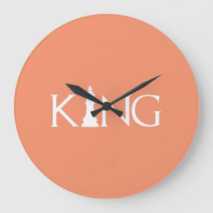 king with chess king piece large clock