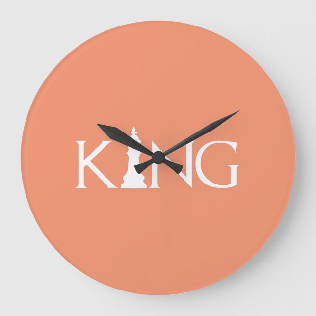 king with chess king piece large clock (Front)