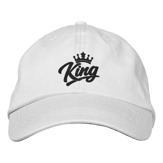 King With Crown Typography Embroidered Baseball Cap (Front)