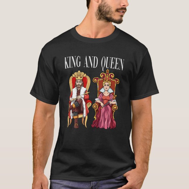 King with Queen with Crown on the Throne T-Shirt (Front)
