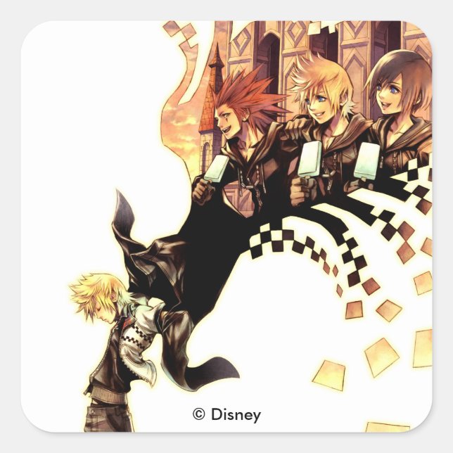 Kingdom Hearts: 358/2 Days | Roxas, Axel, & Xion Square Sticker (Front)