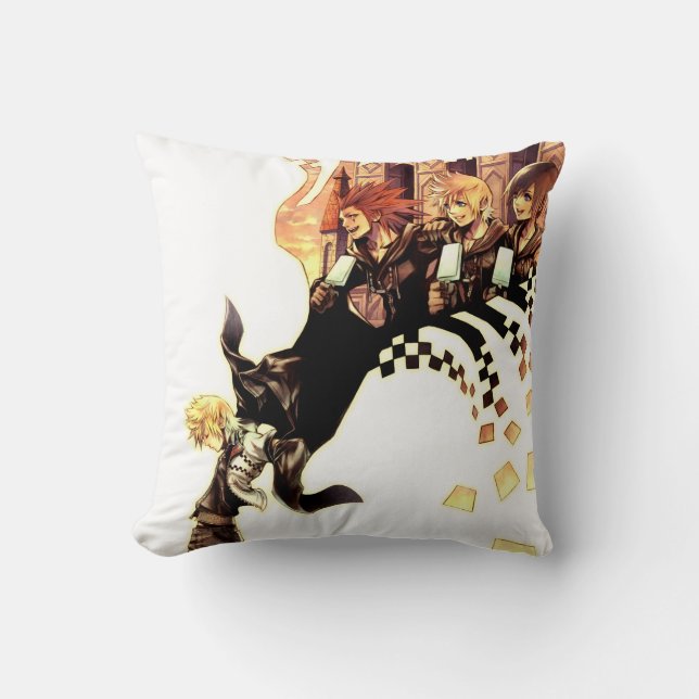 Kingdom Hearts: 358/2 Days | Roxas, Axel, & Xion Throw Pillow (Front)