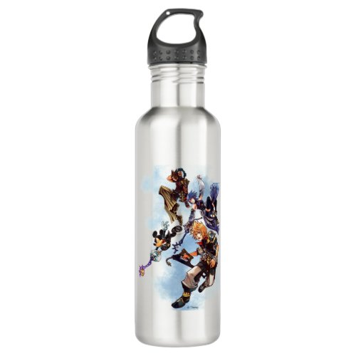 Kingdom Hearts Birth by Sleep  Main Cast Box Art Stainless Steel Water Bottle
