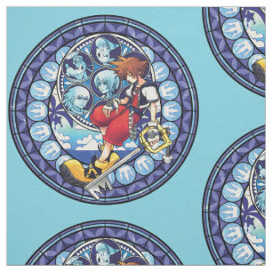 Kingdom Hearts Blue Stained Glass Key Art Fabric