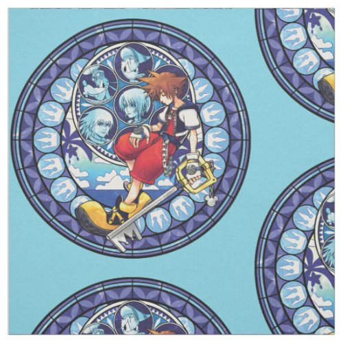 Kingdom Hearts  Blue Stained Glass Key Art Fabric
