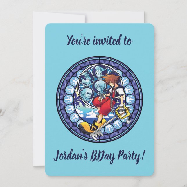 Kingdom Hearts | Blue Stained Glass Key Art Invitation (Front)