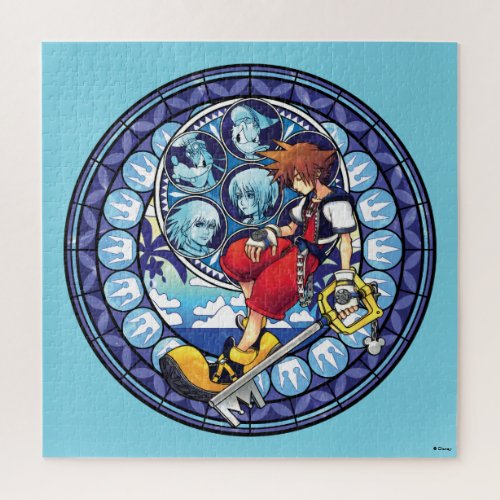 Kingdom Hearts  Blue Stained Glass Key Art Jigsaw Puzzle