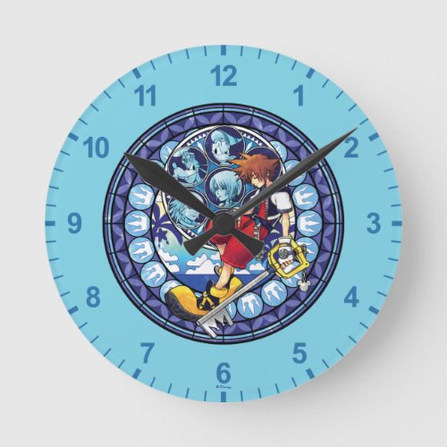 Kingdom Hearts  Blue Stained Glass Key Art Round Clock