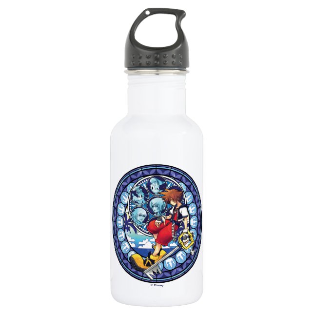 Kingdom Hearts | Blue Stained Glass Key Art Stainless Steel Water Bottle (Front)