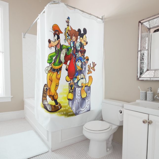 Kingdom Hearts: coded | Group Key Art Shower Curtain (In Situ)