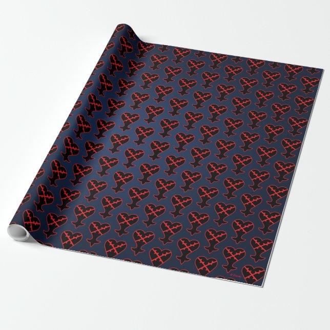 Kingdom Hearts | Emblem Heartless Symbol Wrapping Paper (Unrolled)