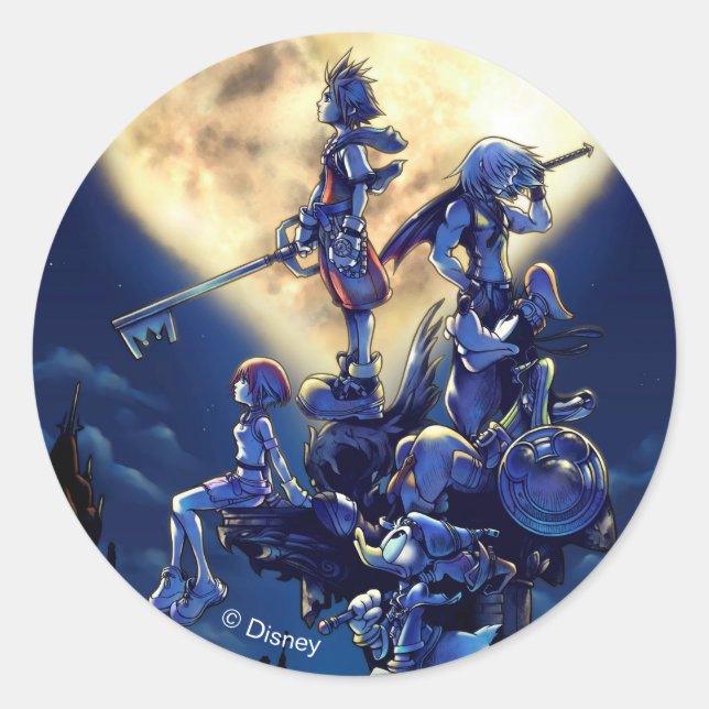 Kingdom Hearts | Heart Moon Box Art Classic Round Sticker (Front)