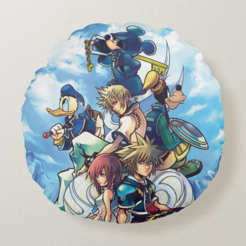 Kingdom Hearts II  Game Box Art Round Pillow