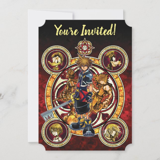 Kingdom Hearts II | Gold Stained Glass Key Art Invitation (Front)
